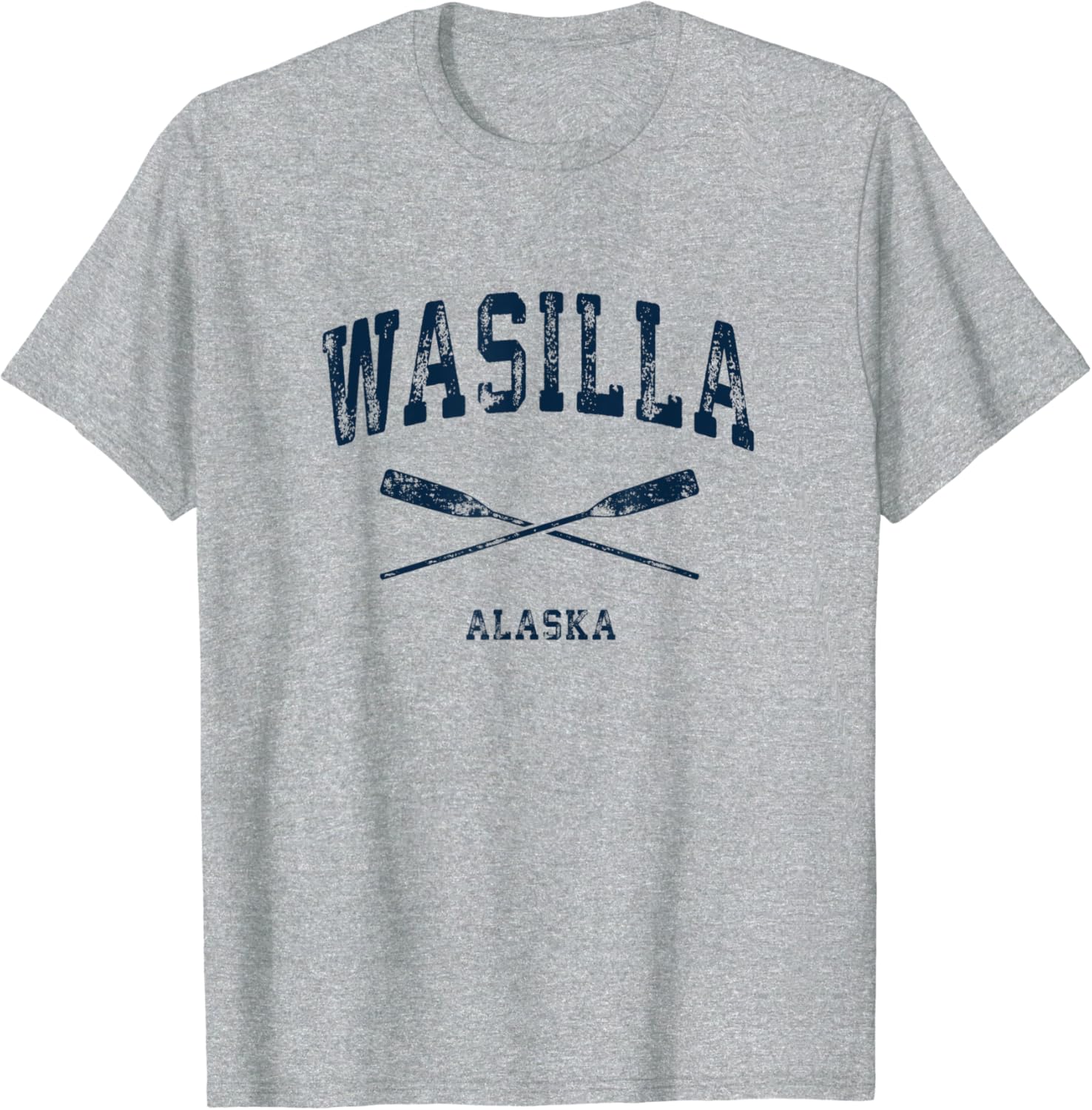Wasilla Alaska Vintage Nautical Crossed Oars Navy TShirt